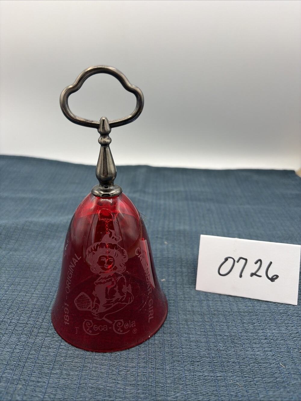 COCA COLA red glass 1891 ORIGINAL CALENDAR GIRL bell Collectible VINTAGE 6.5”